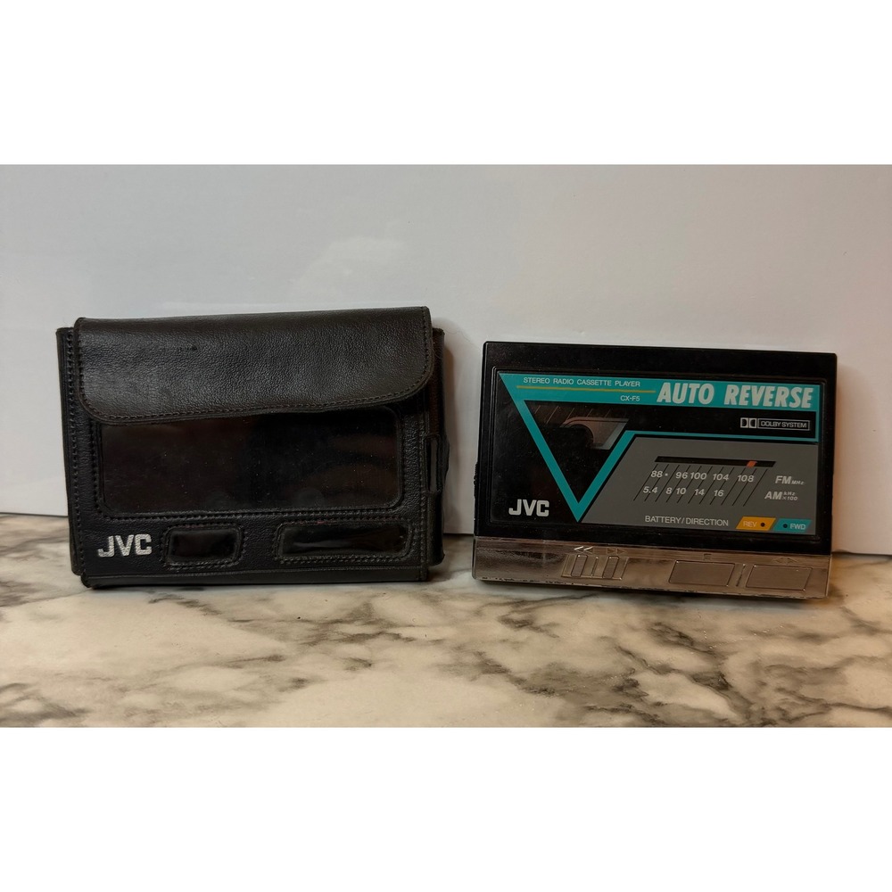 JVC CX-F5K Stereo Radio Cassette Player Walkman Japan Leather Case RARE Read